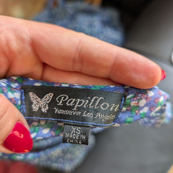 Papillon Blanc Blue Floral Mini Dress - Picture 7 of 7